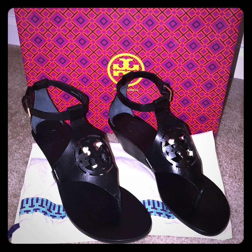 Black Tory Burch wedges